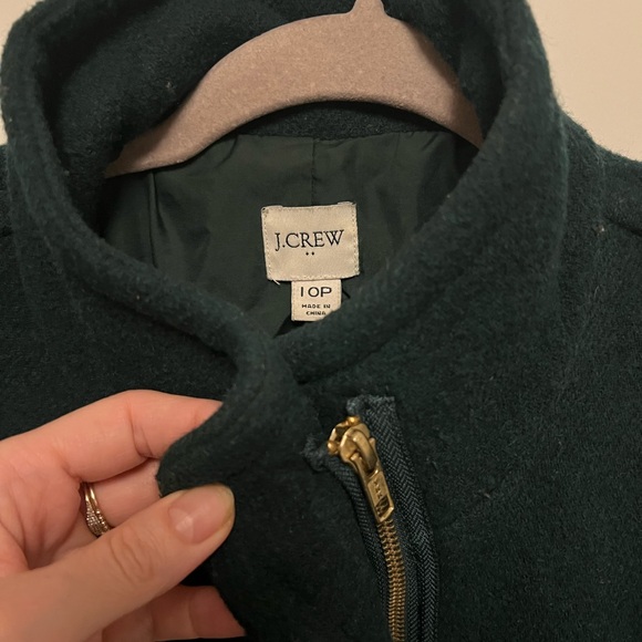 J.Crew City Coat Wool Blend Dark Forest Green Size 10 P - Picture 5 of 9